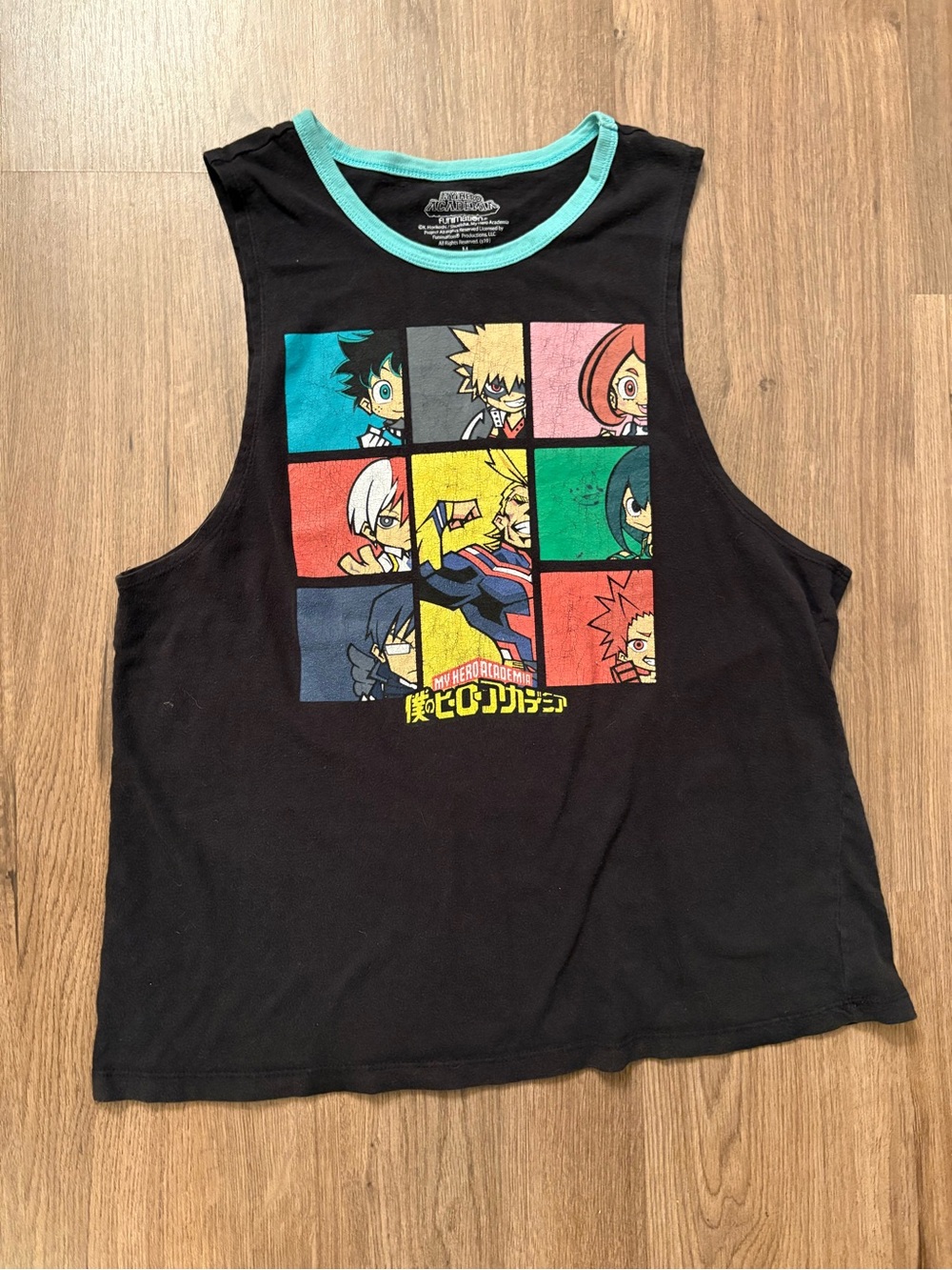 My Hero Acadamia Anime Tank Top T-Shirt Sleeveless Black Size M